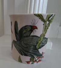 The Haldon Group "The Parrots" 3 1/2" Cup. Green Parrot on Pale Pink. Bone China