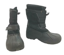 Totes Snow Winter Boots Rain Boys 3 M Jacob Black Suede Slip On Hook Loop