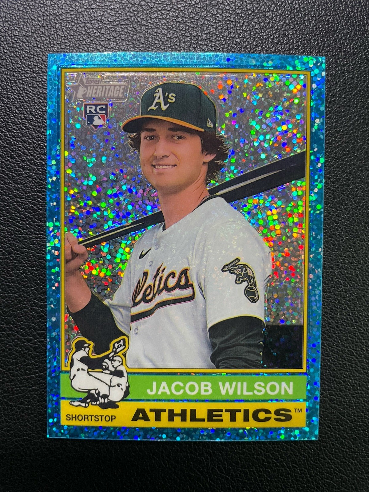 2025 Topps Heritage Jacob Wilson #15 Chrome Light Blue Sparkle Refractor (RC)
