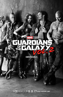 AA1758 Guardians of the Galaxy Vol 2 Film 2017 B&W Movie Poster 11x17