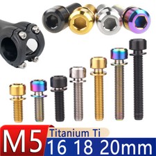 M5 Bicycle Stem Bolts Titanium Ti  Allen Head MTB Stem Screws Washer 16 18 20mm