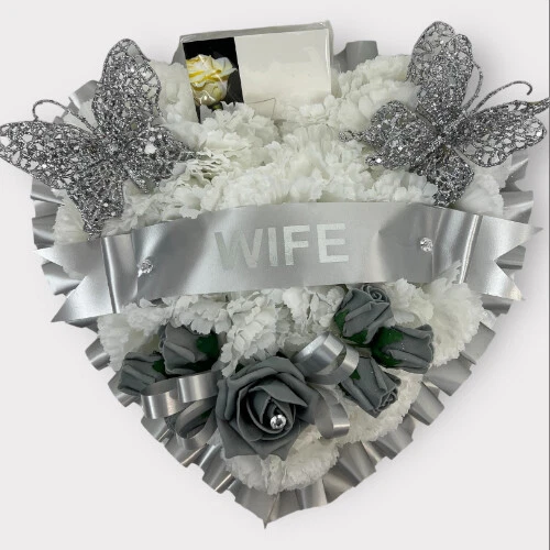 Heart Artificial Funeral Flowers Wreath Memorial Grave Tribute dad brother - Image 4 of 4