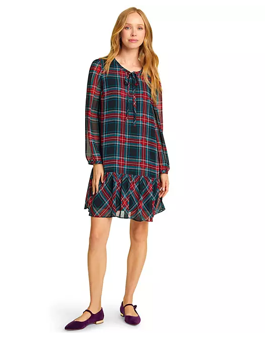 draper james holiday dress Women's Rosanne Shift in Georgia Plaid Size Medium RD-12.17.24