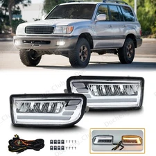 For 1998-2007 Toyota Land Cruiser 100 LC100 LED Fog Lights Bumper Lamps with DRL
