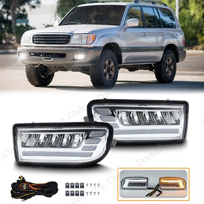 For 1998-2007 Toyota Land Cruiser 100 LC100 LED Fog Lights Bumper Lamps with DRL