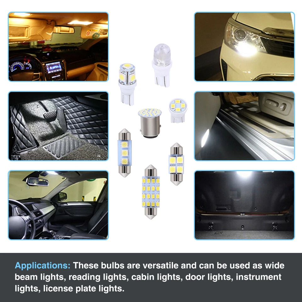 42PCS CAR INTERIOR COMBO LED MAP DOME DOOR TRUNK LICENSE PLATE LIGHT BULBS WHITE Foto 3 de 4