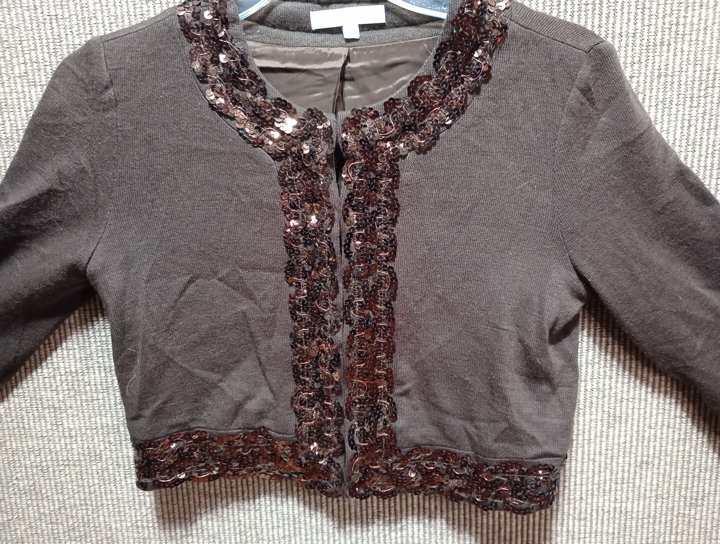 Parameter Cropped Sequence Cardigan Brown Size Sm… - image 3