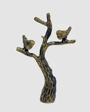 BIRDS ON BRANCH ANTIQUE BRASS LAMP SHADE FINIAL - FINIAL THREAD  #119