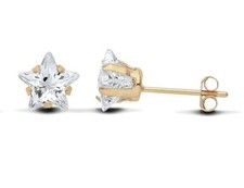 9ct Gold 6mm Simulated Diamond Star Solitaire Stud Earrings