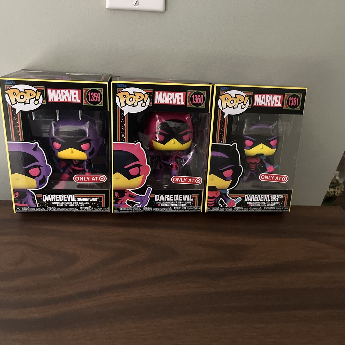 Funko Pop!: Marvel BLACKLIGHT LOT OF 3 DAREDEVIL #1359 #1360