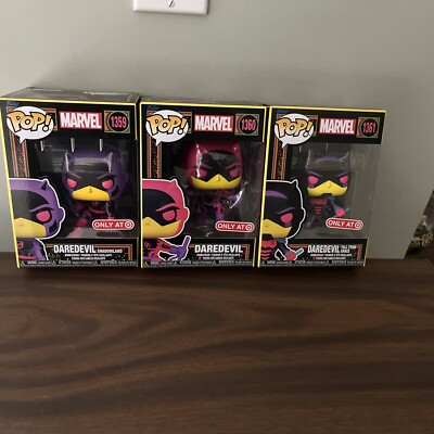 Funko Pop!: Marvel BLACKLIGHT LOT OF 3 DAREDEVIL #1359 #1360 #1361
