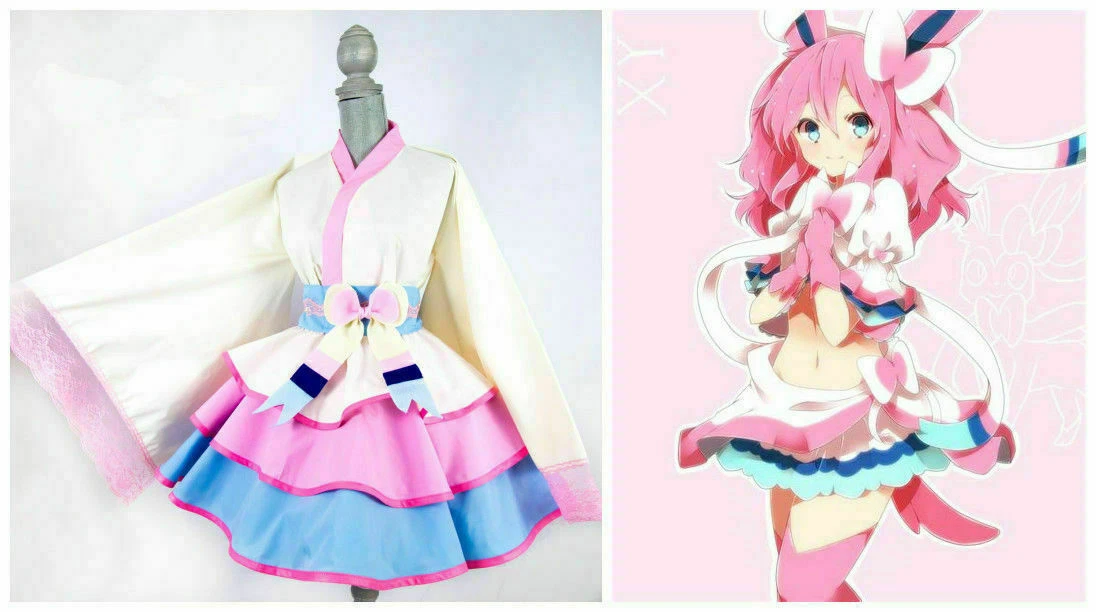 Sylveon Pokemou Gijinka Cosplay Kimono Dress | eBay