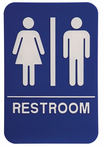 "Letreros de baño compatibles con la ADA, azul, con texto en Braille 6""x9" - Imagen 7 de 16