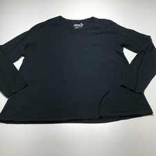 Hanes T-Shirt Womens Size XXL Black Long Sleeve Cotton Comfort Breathable