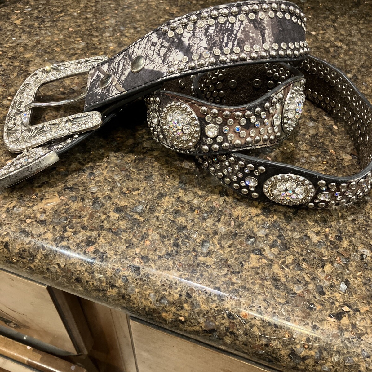 Nocona Women Western Bling Camo Belt Leather Concho 
