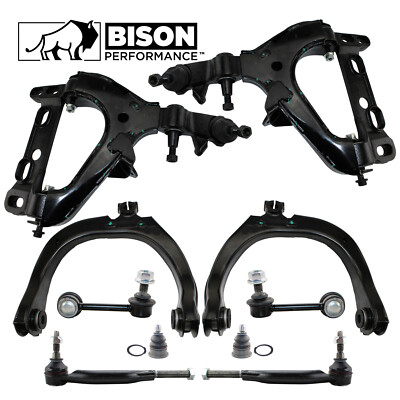 Bison Performance 10pc Front Control Arms Sway Bars & Tie Rods Kit For Chevy GMC
