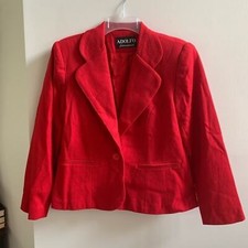 100 Pure New Wool Adolfo International Woolmark Red Box Blazer Woman's Size 2P