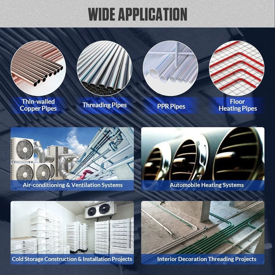 Copper Pipe Bender Ratchet HVAC 90° Tube Bender 8 Dies Set 4/5/6/8/10/12/16mm - Image 3 of 4