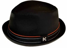 Kenny K. Upturn Diamond Crown Pork Pie Fedora 100% Cotton Black