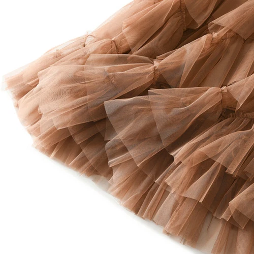 Women Layered Ruffles Tulle Skirt Elastic Waist Tutu Mesh Midi Tiered A-line - Bild 10 von 25