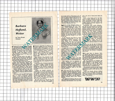 Barbara Hofland Schriftstellerin - 1972 kleiner Artikel