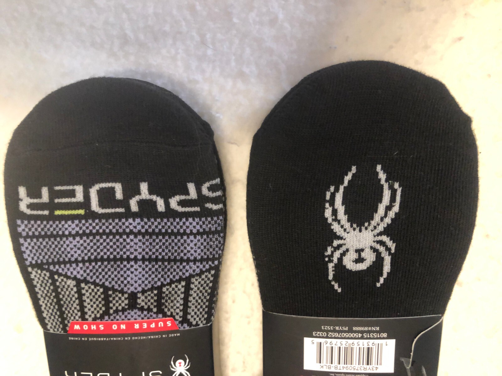 SPYDER MENS Super No Show SOCKS, Liners (10) Black MULTI Print SIZE 6