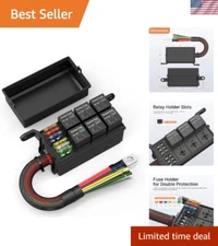 12V Relay Box 6 Way Relay Fuse Box 12 AWG Pre-Wired Waterproof Relay Box 6 Sl...