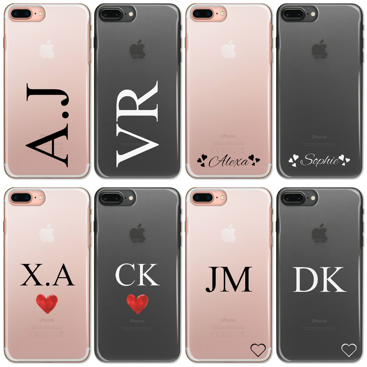 PERSONALISED INITIALS IPHONE X XS MAX XR CASE HARD CLEAR COVER FOR