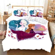 Love Frozen Cartoon Elsa The Ice Queen And Anna Bestie 3D Quilt Bedding Set