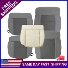 Front Cloth Seat Cover / Driver Foam Cushion For 2004-2008 Ford F150 Flint Gray