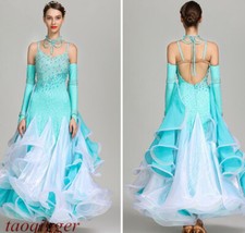 Modern Waltz Tango Standard Dresss Ballroom Competition Rhinestone Dance Dress
