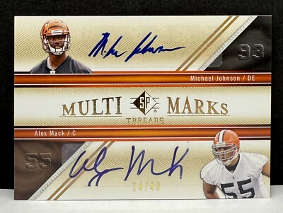 Alex Mack & Michael Johnson 2009 SP Threads DUAL AUTO RC #d 24/40 Browns Bengals