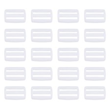 3/4 Inch Tri-Glide Slide Buckles, 50 Pack Webbing Strap Fastener, Bright White