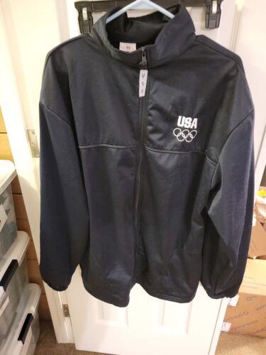 USA OLYMPIC COMMITTEE MENS SIZE XXL (Slim)  BLACK FULL SIZE JACKET - Picture 1 of 8