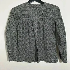 Liz Claiborne Long Sleeve Blouse Black and White Print Button Down Top