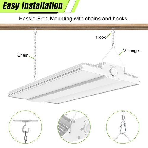 LED Linear High Bay Shop Light 240W Warehouse Commercial Light 3/4/5K 100-277VAC - Picture 9 of 17