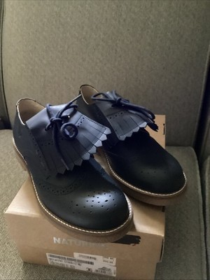 Naturino Otranto Navy Leather  Wingtip Style Girls Shoes SZ 4.5 RTL$96 NEW