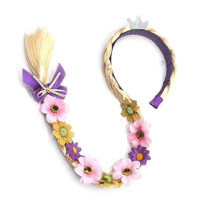 Peluca De Rapunzel Con Trenza Para Niña – Diadema Antideslizante, Fibra Sintética, 68 Cm, Multicolor