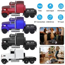 Retro Car Bluetooth Speaker 2.5" Rechargeable LED Lights FM Radio USB/TF/AUX/TWS