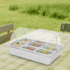 8 Pans Countertop Ice Food Serving Display Container Buffet Food Serving Tray