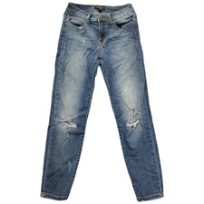 Judy Blue Relaxed Fit Mid Rise Distressed Denim Jeans JB8271DK Size 7/28