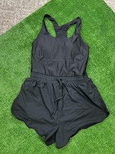 Fabletics Romper Womens Black One Piece Run Racerback Drawstring RO2458834