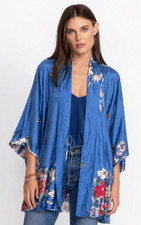 NWT Johnny Was 100 Silk Floral Kimono Blue Boho Luxe Duster Resort Wear Sm, G11