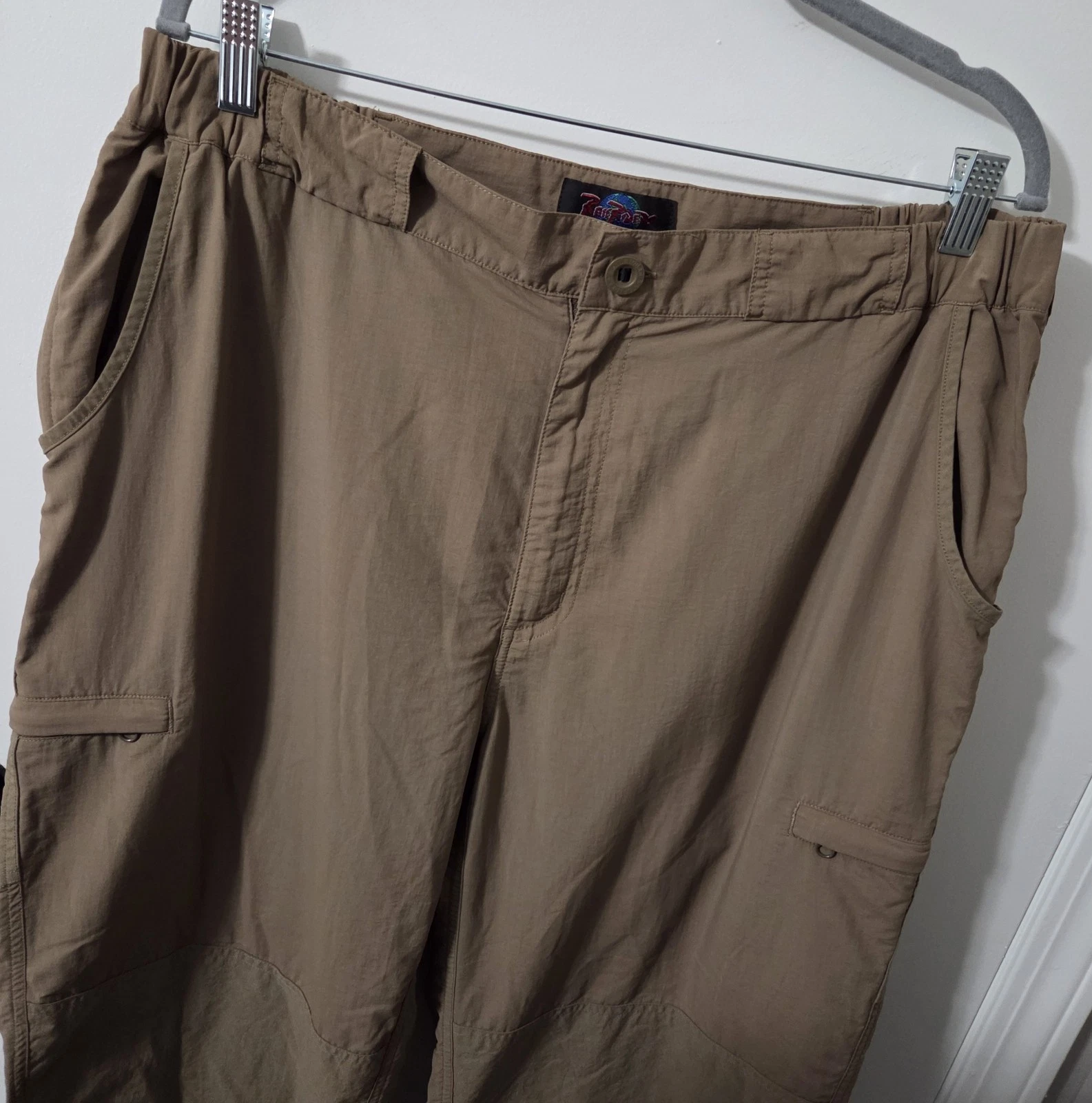 Mens Rail Riders Hiking Fishing Pants Tan Size Large 30x34 - Cuff Closure System