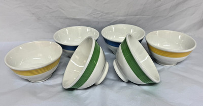 Vintage Quadrifoglio Italy gebänderte Schalen 6er Set Cottagecore Retro Bistro 70er