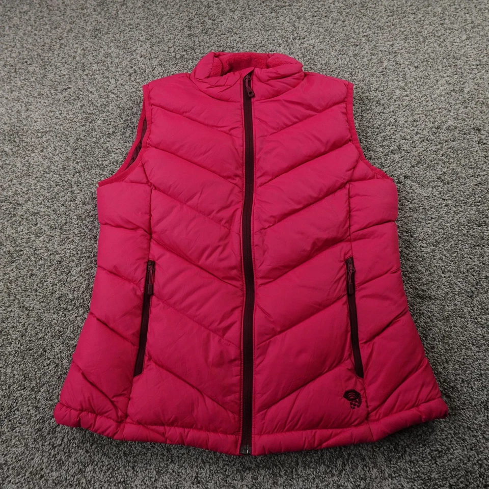 Chaleco Mountain Hardwear Para Mujer M Rosa Abajo Puffer Cremallera Completa Acolchado Aislado Caminata Foto 2 de 4