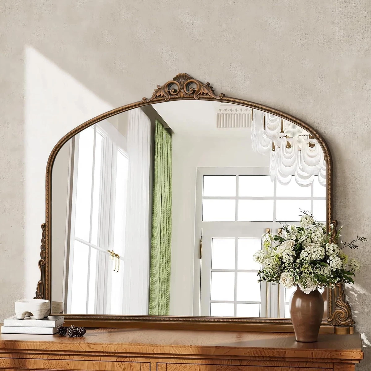 ヴィンテージ アンティーク オーバルミラー 40×85㎝ ブロンズ Large Arched Vintage Mirror: 29