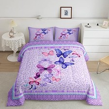 Butterfly Comforter Set Size Pink and Purple Bedding Set Queen Butterfly 01