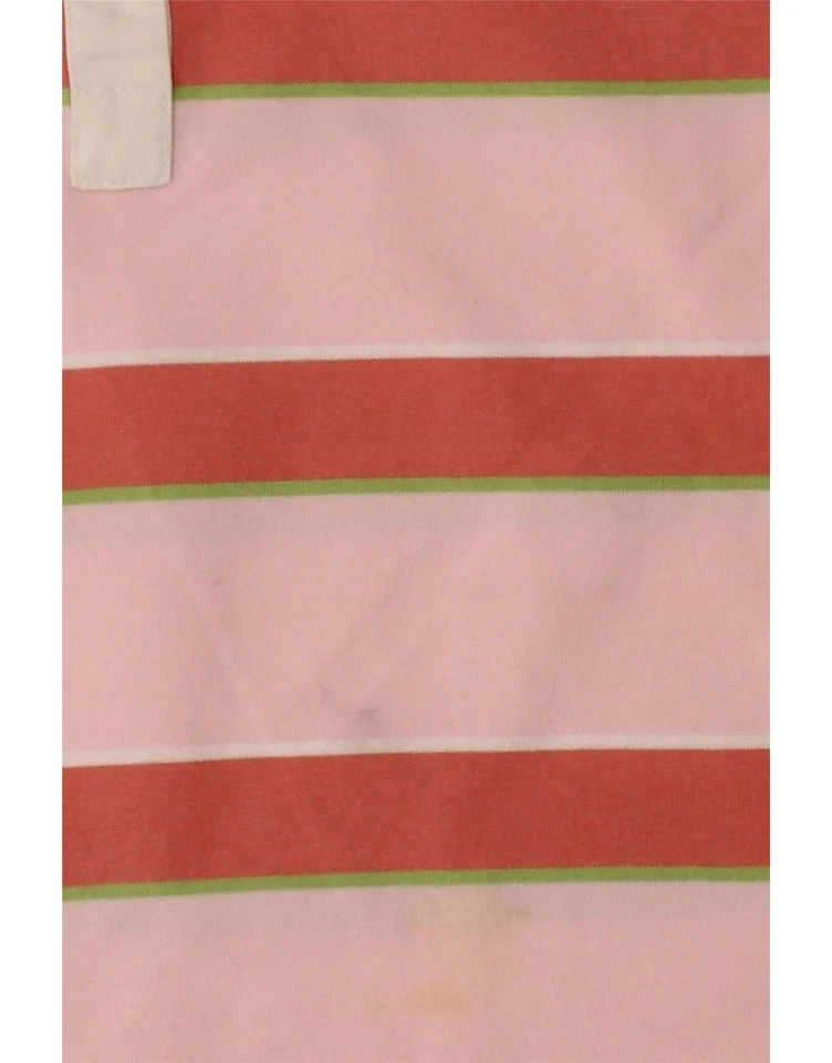TOMMY HILFIGER Womens Long Sleeve Polo Shirt UK 12 Medium Pink Striped AH14 - Image 3 of 4