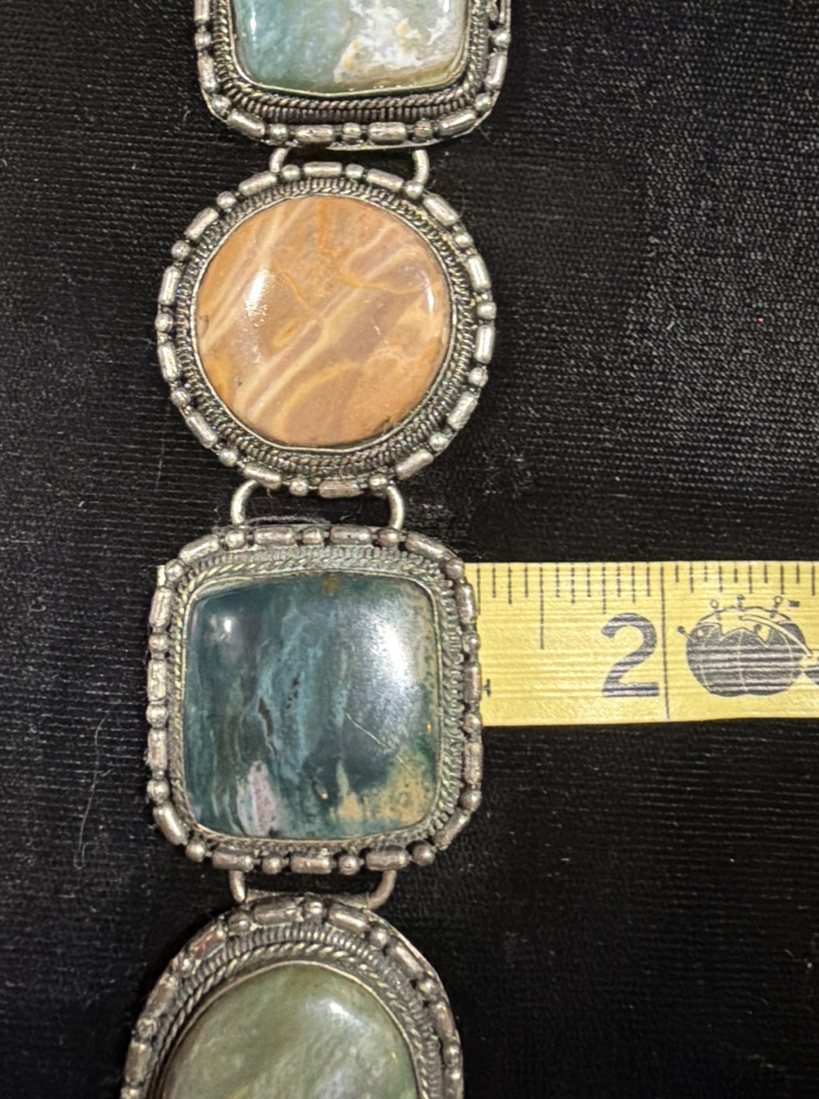 Vintage Multi-Stone Statement Bezeled Silver-tone… - image 4